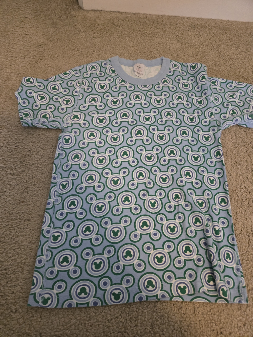 Disney Light Blue Tee with Green & Navy Mickey Circles